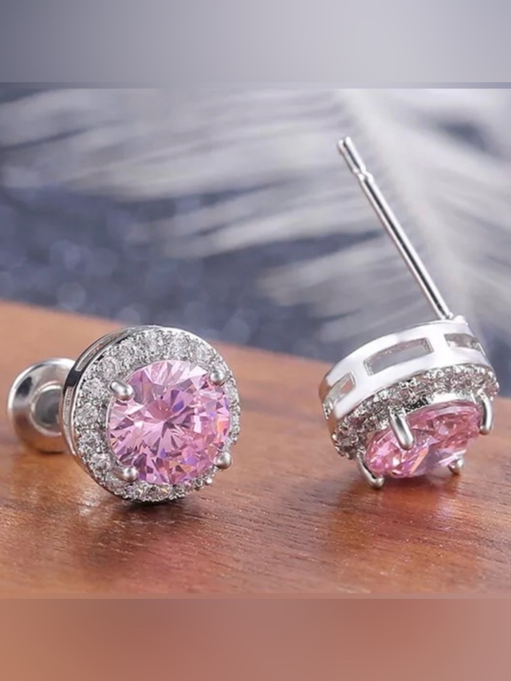 Pink Sapphire Silver Stud Earrings